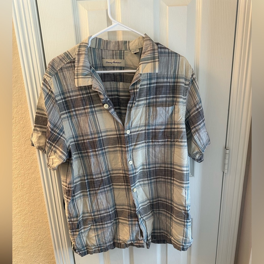 Tommy Bahama Blue and Gray Plaid Shirt